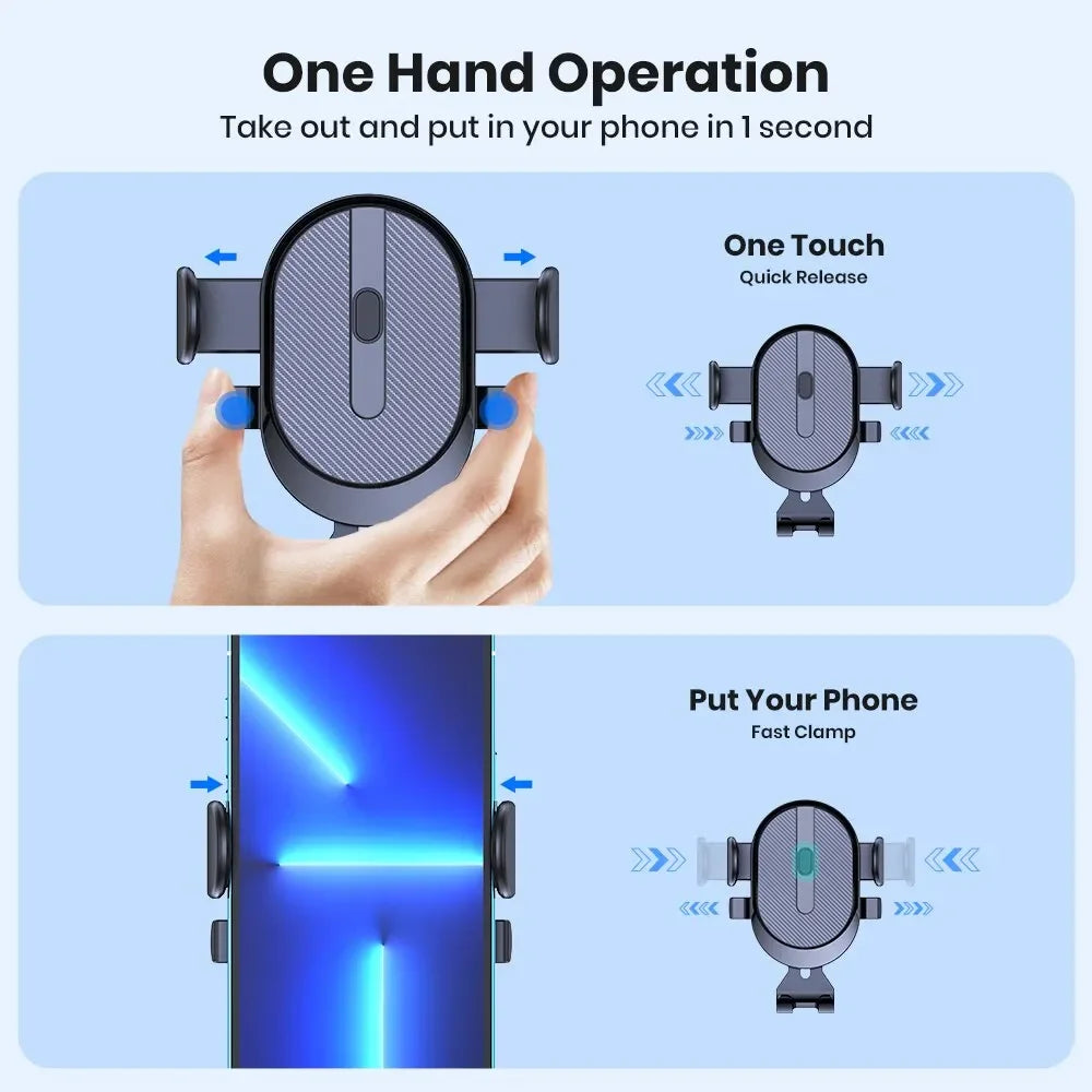 Metal Gravity Car Phone Holder Air Vent Mount with Auto-Lock Sleek Frosted Finish Universal Bracket for Vehicle