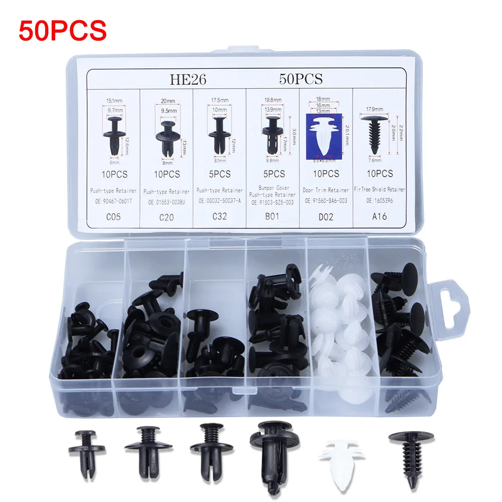Universal Car Clips & Fasteners Kit – Retainer Pins, Rivets, Trim Panel Clips