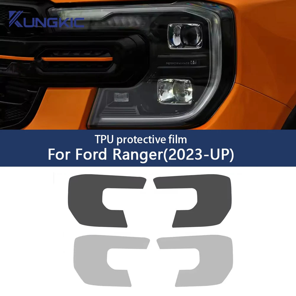 Smoke Black Headlight Protective Film Ford Ranger 2023-2024 T9 Wildtrak Raptor PPF X