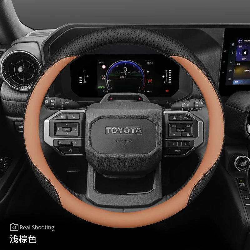 Leather Steering Wheel Cover for Toyota Land Cruiser Prado 90 120 150 LC250