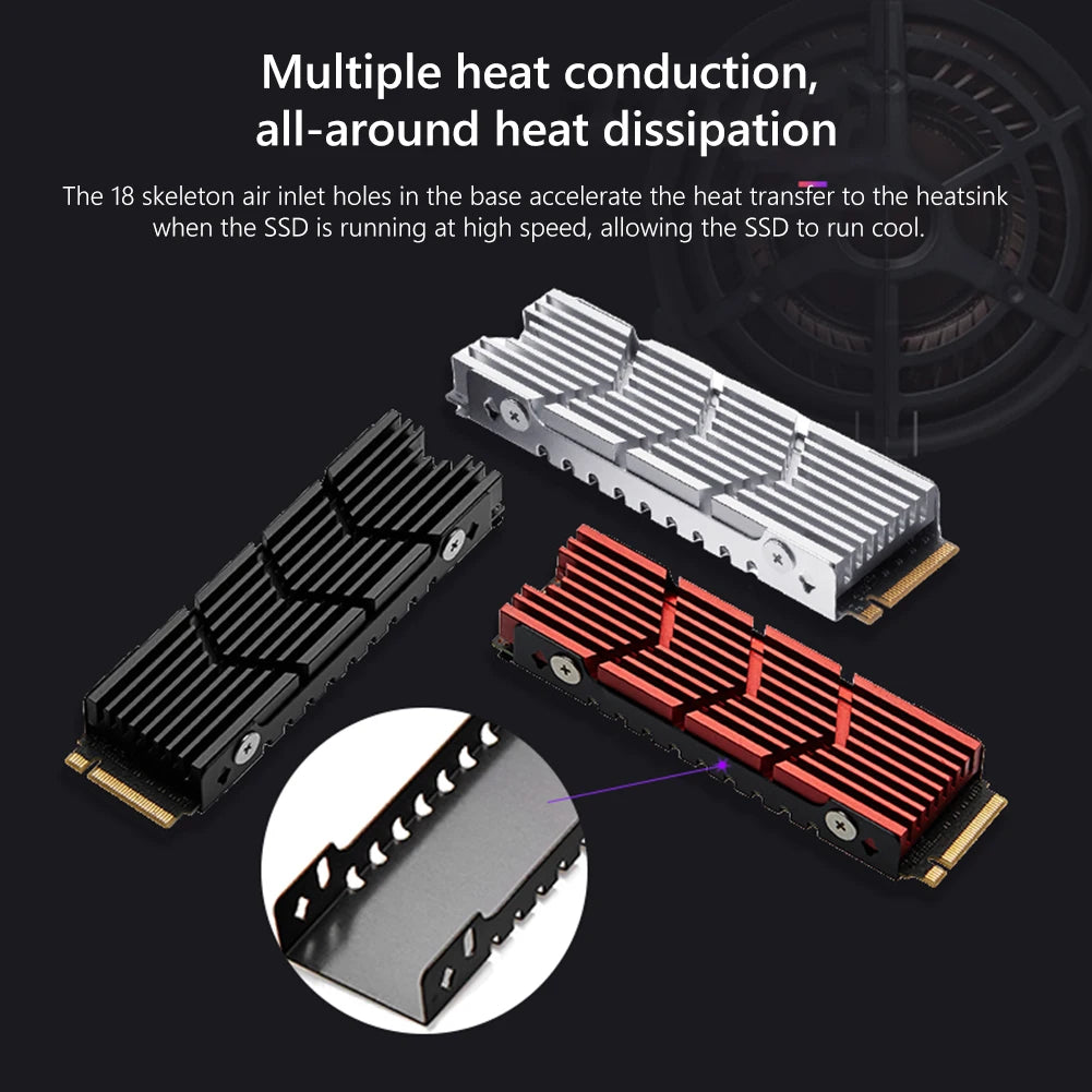 M.2 NVMe 2280 SSD Heatsink Cooler – Aluminum Alloy Heat Sink with Hollow Design & Thermal Silicone Pad for M.2 NGFF SSDsElectronics