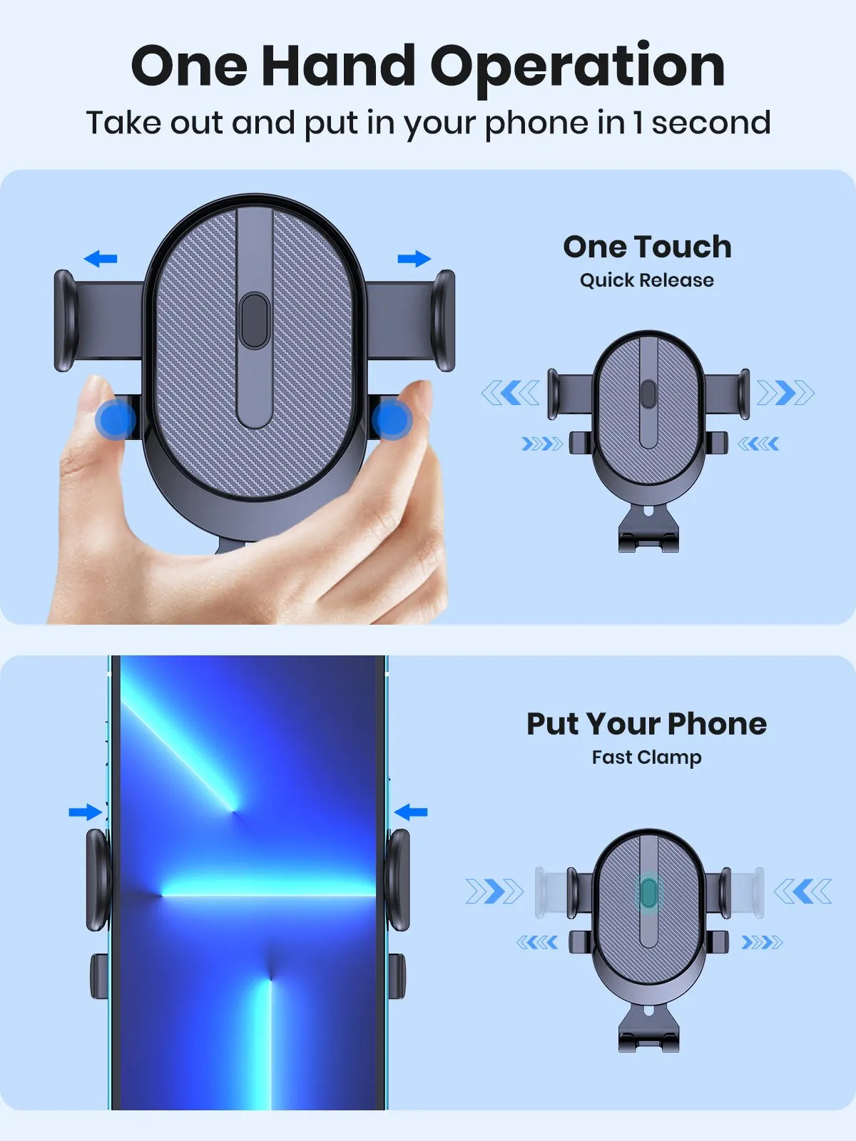 Metal Gravity Car Phone Holder Air Vent Mount with Auto-Lock Sleek Frosted Finish Universal Bracket for Vehicle