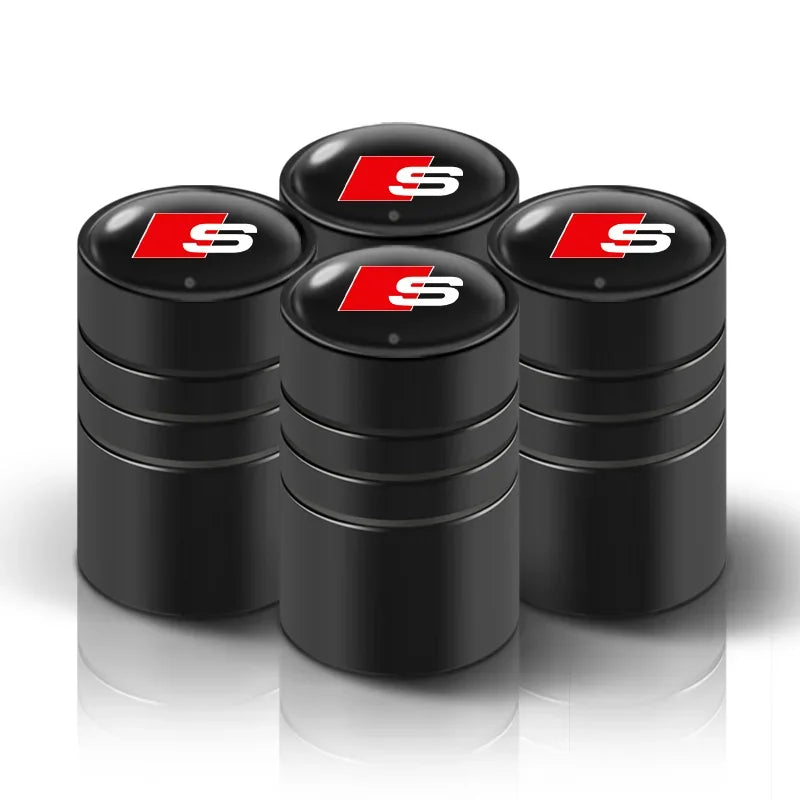 4Pcs Audi Tire Valve Stem Caps – Bolt-In Wheel Air Dust Covers for S-Line A1 A3 A4 A5 A6 A7 A8 Q3 Q5 Q7 TT RS Quattro Models