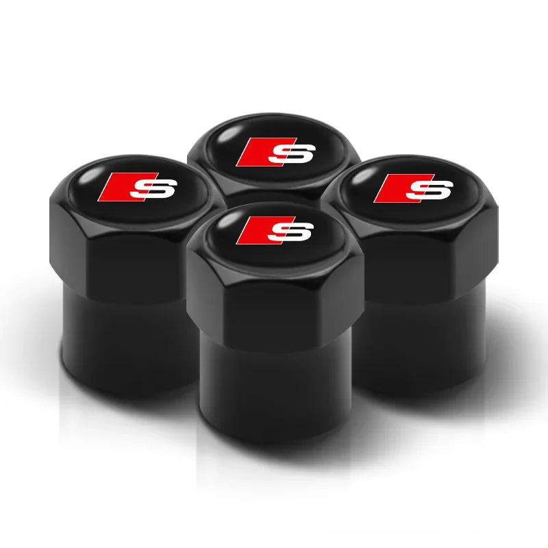 4Pcs Audi Tire Valve Stem Caps – Bolt-In Wheel Air Dust Covers for S-Line A1 A3 A4 A5 A6 A7 A8 Q3 Q5 Q7 TT RS Quattro Models
