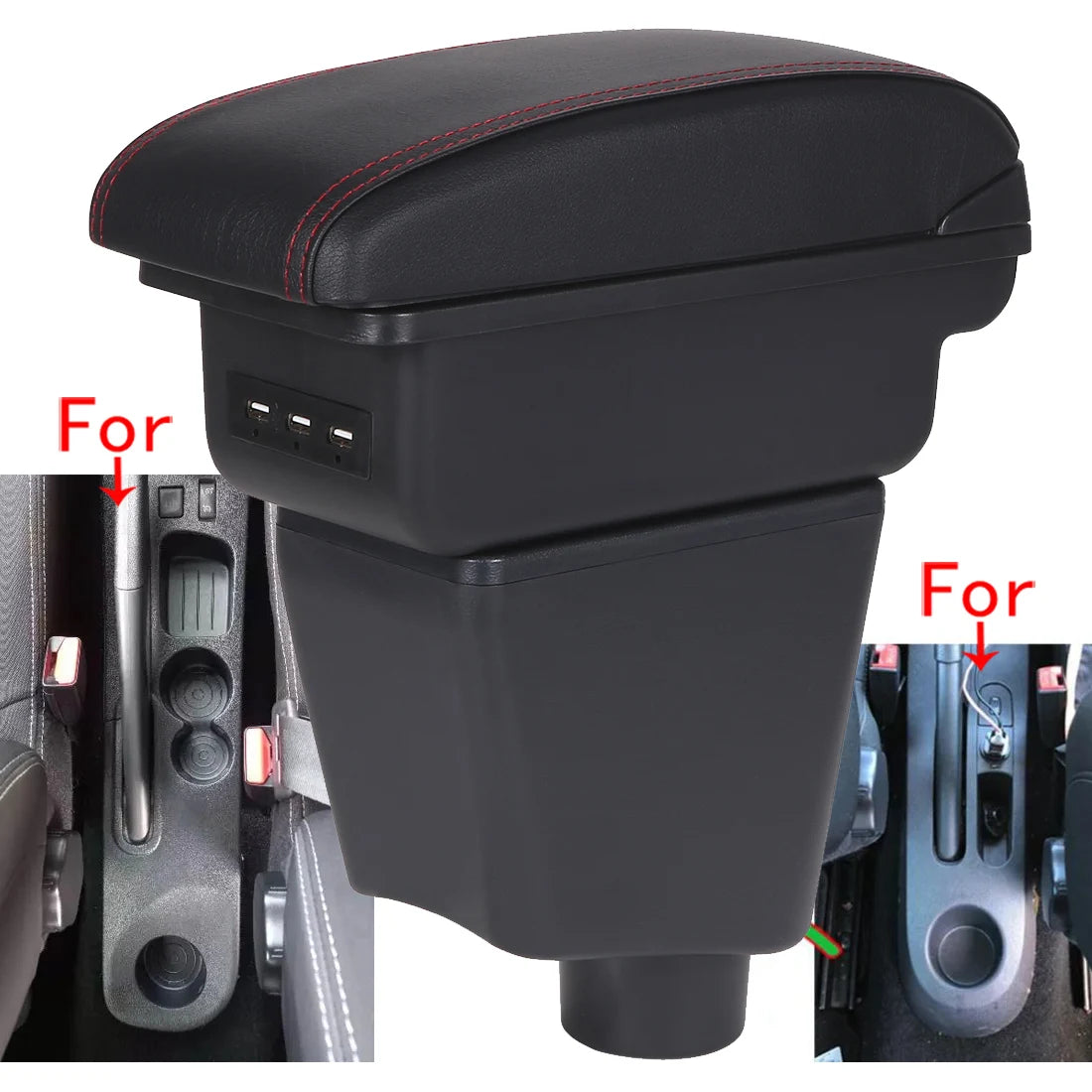 Armrest Box for Renault Clio 3 4 Captur – Car Center Console Storage Box with USB, Cup Holder – Interior Retrofit Accessory