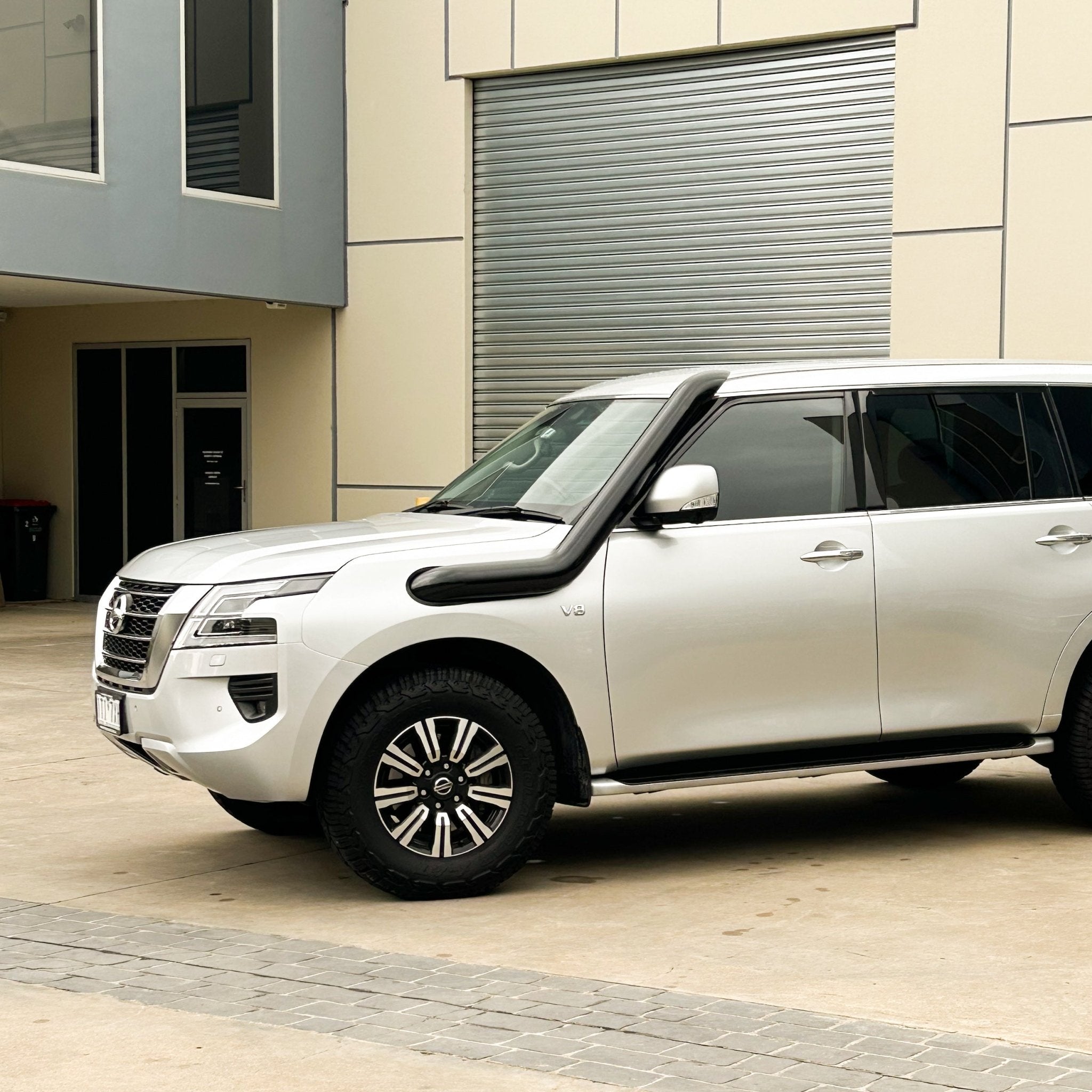 Nissan Patrol Y62 Mid-Entry Snorkel by Canna Fabrication — brushed silver