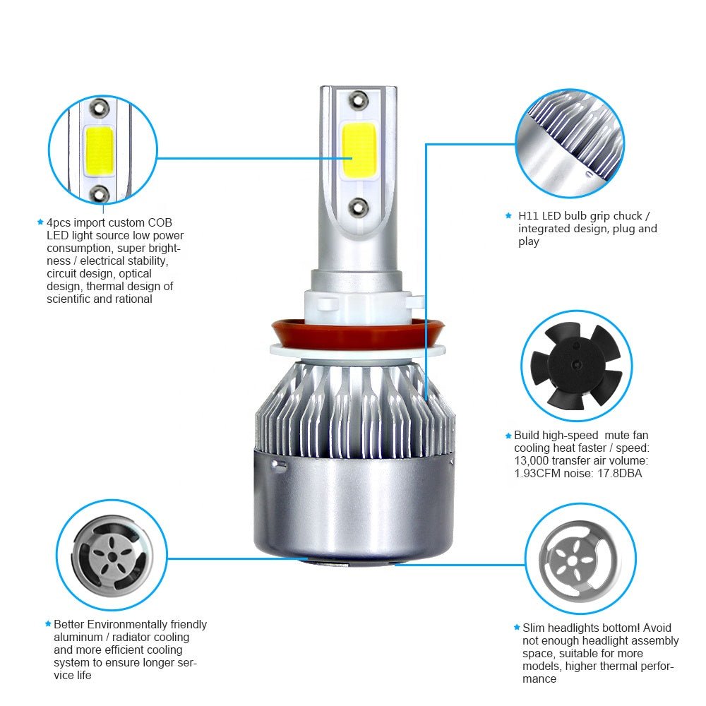 Universal C6 LED Headlight Globe Kit Hi Low Beam Conversion