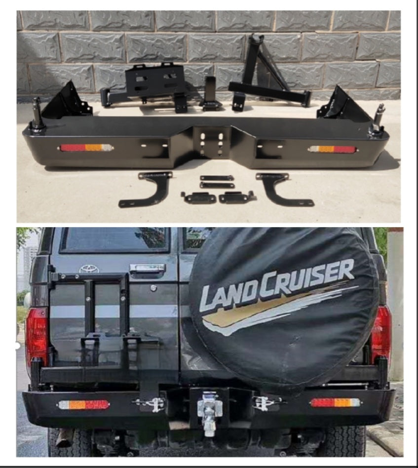Rear Steel Bar With Jerry Can & Tyre Holder Kit Set Suitable For Toyota Landcruiser 76