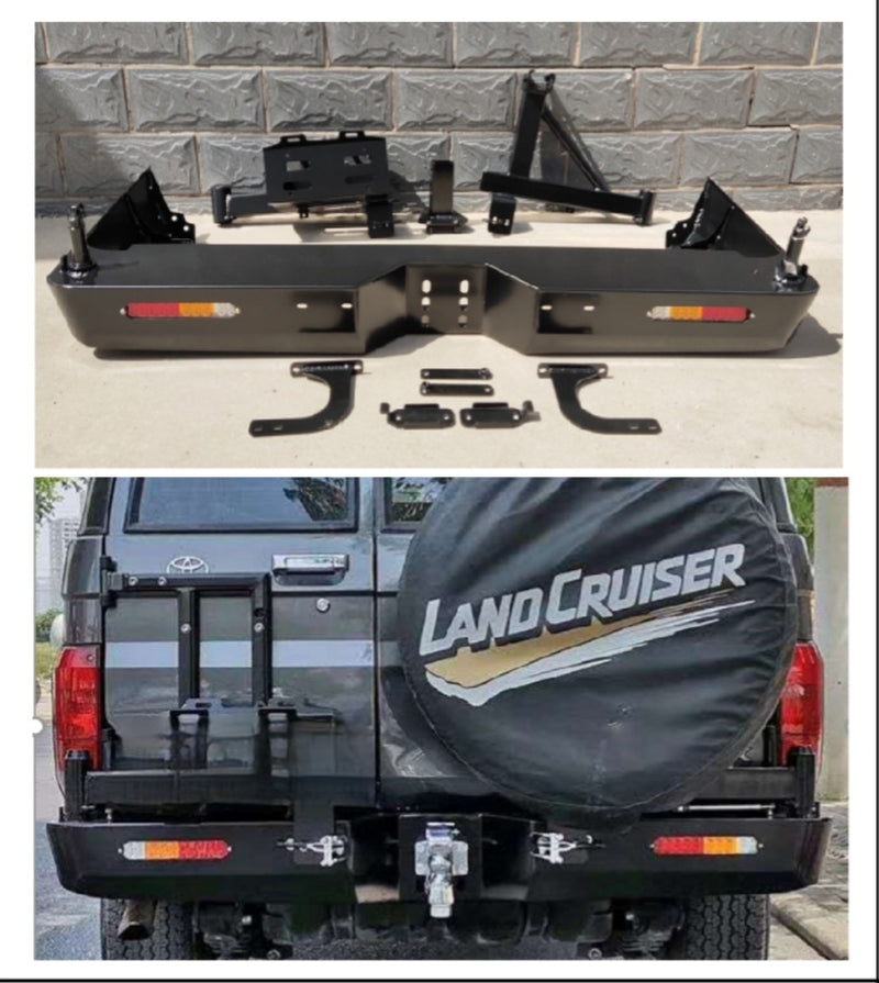 Toyota Landcruiser LC76 Rear Steel Bar With Jerry Can & Tyre Holder Kit Set